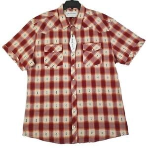 Gentry County Supply Co. ~Men's Size 2XL~Beige/Red Plaid Western Rodeo Shirt NEW